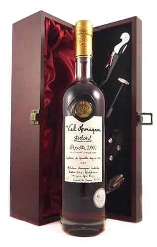 Delord Freres Bas Vintage Armagnac 2000 (70cl) in einer mit Seide ausgestatetten Geschenkbox, da zu 4 Weinaccessoires, 1 x 700ml von Vintagewinegifts