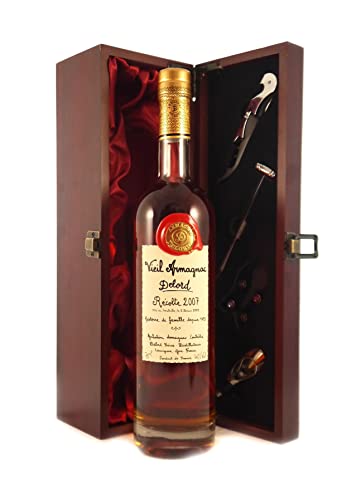 Delord Freres Bas Vintage Armagnac 2007 (70cl) in einer mit Seide ausgestatetten Geschenkbox, da zu 4 Weinaccessoires, 1 x 700ml von Vintagewinegifts