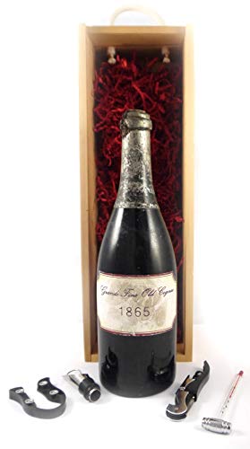 Grande Fine Old Cognac 1865 (70cl) in einer mit Seide ausgestatetten Geschenkbox, da zu 4 Weinaccessoires, 1 x 700ml von Vintagewinegifts