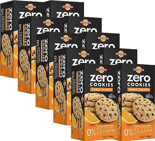 Cookies Doppelkekse Kekse mit Orangengeschmack und dunklen Schokostückchen ohne Zucker 1700g aus Griechenland von Violanta