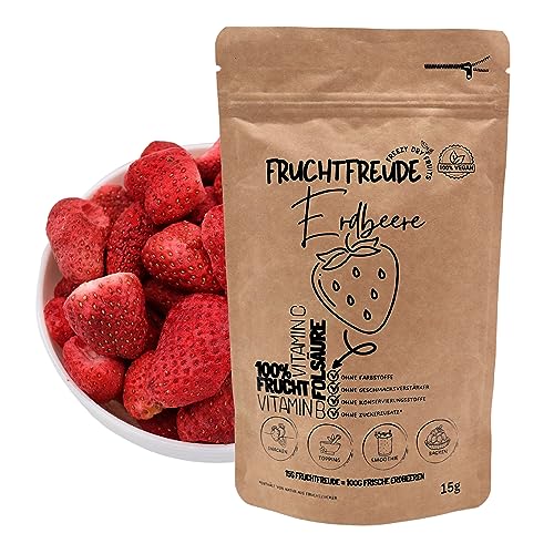 Fruchtfreude Erdbeeren gefriergetrocknet, in Stücken - ohne Zusätze 150g (10x15g)… von Virelya