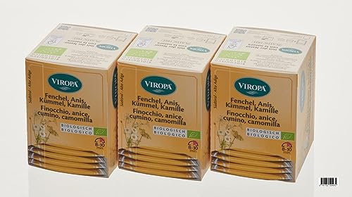 VIROPA Fenchel, Kümmel, Anis, Kamille BIO Tee 3er Pack à 15 Teebeuteln von Viropa