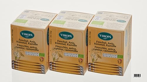 VIROPA Fenchel, Kümmel, Anis, Kamille BIO Tee 3er Pack à 15 Teebeuteln von Ewbob