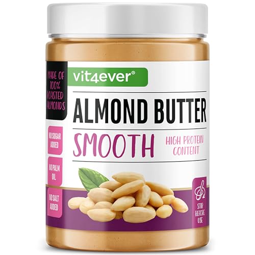 Mandelbutter Smooth - 1kg natürliche Mandel Butter ohne Zusätze aus 100% blanchierten Mandeln - High Protein - Cremiges Mandelmus ohne Zusätze von Salz, Öl oder Palmfett - Vegan Mandelbutter Smooth - 1kg natürliche Mandel Butter ohne Zusätze aus 100% blanchierten Mandeln - High Protein - Cremiges Mandelmus ohne Zusätze von Salz, Öl oder Palmfett - Vegan von Vit4ever
