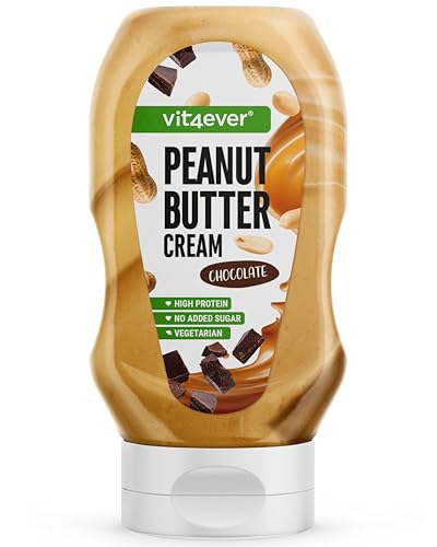Peanutbutter Cream - 520 g - Erdnussbutter in einer Squeeze-Flasche extrem lecker & Cremig - High Protein - Ideal für Erdnuss-Topping, Soßen, Waffeln, Eiscreme - (Chocolate Flavour) von Vit4ever