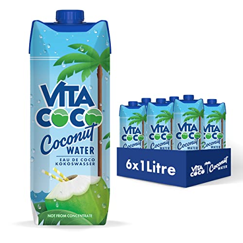 Vita Coco Pures Kokoswasser 6x1L, natürlich hydrierend mit Elektrolyten, glutenfrei, voll mit Vitamin C & Potassium von Vita Coco