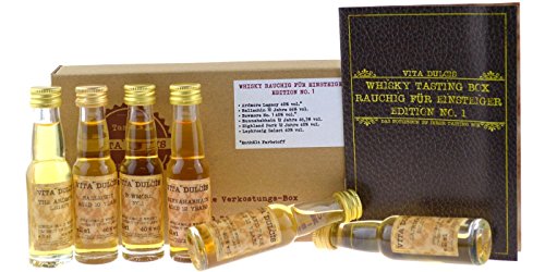 Vita Dulcis Whisky Rauchig für Einsteiger Tasting Probierset | 6x0,02l mit Verkostungsbooklet | Probier Set | Whisky Set von Vita Dulcis