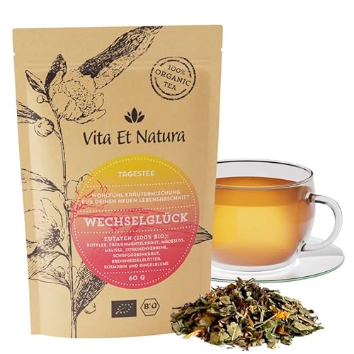 BIO „Wechselglück“ Tagestee - 100g Kräutertee für Frauen in den besten Jahren mit hochdosiertem Rotklee - rein biologisch - Vita Et Natura® Teemanufaktur von Vita Et Natura