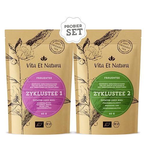 Vita Et Natura® Zyklustee 1 und 2 "Probier Set" - Bewährte Kräutermischungen nach traditionellen Rezepturen - 100% BIO - 120g loser Tee (2 x 60g) von Vita Et Natura