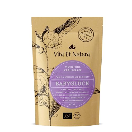 BIO Wochenbett Tee "BabyGlück" – 100% biologisch - Rückbildungstee mit Hirtentäschel, Zinnkraut und Schafgarbe u.A. - Von Hebammen empfohlen - Vita Et Natura® Teemanufaktur von Vita Et Natura