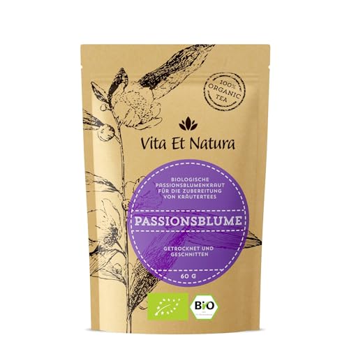 Vita Et Natura® BIO Passionsblume - 100% biologisch & naturbelassen - Passionsblumentee für Momente der Entspannung - 60g loses Passionsblumenkraut von Vita Et Natura