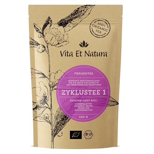 Vita Et Natura® BIO Zyklustee 1 – 100g bewährte Teemischung aus traditionellen Frauenkräutern mit u.A. Himbeerblätter– 100% biologisch und naturbelassen von Vita Et Natura