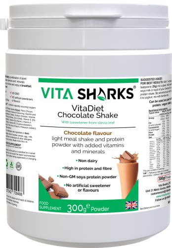 VitaDiet Chocolate Shake - Veganes Getränk mit hohem Proteingehalt und Ballaststoffen für Diäten, Immununterstützung, Gewichtsverlust und Abnehmen; Gluten- und milchfrei mit Riboflavin, Naicin & B12 VitaDiet Chocolate Shake - Veganes Getränk mit hohem Proteingehalt und Ballaststoffen für Diäten, Immununterstützung, Gewichtsverlust und Abnehmen; Gluten- und milchfrei mit Riboflavin, Naicin & B12 von Vita Sharks