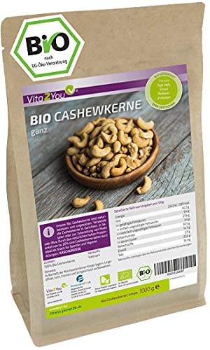 Vita2You Cashewkerne Bio 1000g - naturbelassen - aus biologischen Anbau - ganze cashewnüsse - Premium Qualität Vita2You Cashewkerne Bio 1000g - naturbelassen - aus biologischen Anbau - ganze cashewnüsse - Premium Qualität von Vita2You