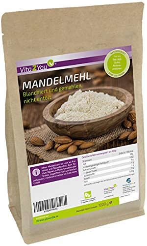 Vita2You Mandelmehl 1kg - blanchiert und naturbelassen - Mandeln gemahlen zum Backen - 1000g - Premium Qualität Vita2You Mandelmehl 1kg - blanchiert und naturbelassen - Mandeln gemahlen zum Backen - 1000g - Premium Qualität von Vita2You