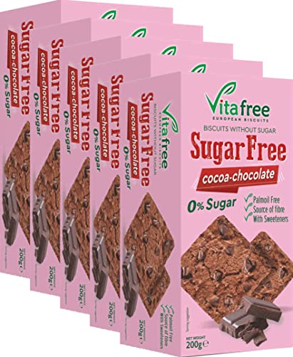 Vitafree Kekse mit Kakao und dunklen Schokostückchen ohne Zucker 1000g aus Griechenland (1 kg) von Vitafree