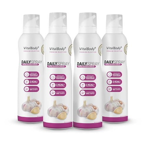 VitalBody+ DailySpray Knoblauchgeschmack, 4er Pack, 2 kcal Rapsölspray zum Braten, Grillen & Backen, ideal zum Abnehmen, 3200 Portionen, Non-Stick cooking spray VitalBody+ DailySpray Knoblauchgeschmack, 4er Pack, 2 kcal Rapsölspray zum Braten, Grillen & Backen, ideal zum Abnehmen, 3200 Portionen, Non-Stick cooking spray von VitalBody+ SUPPLEMENTS