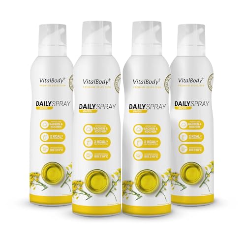 VitalBody+ DailySpray 4er Pack, Rapsölspray zum Braten, Grillen & Backen, 3200 Portionen, 2 kcal pro Sprühstoß, ideal zum Abnehmen, Non-Stick Cooking Spray, Trennspray, zertifiziert & laborgeprüft VitalBody+ DailySpray 4er Pack, Rapsölspray zum Braten, Grillen & Backen, 3200 Portionen, 2 kcal pro Sprühstoß, ideal zum Abnehmen, Non-Stick Cooking Spray, Trennspray, zertifiziert & laborgeprüft von VitalBody+ SUPPLEMENTS