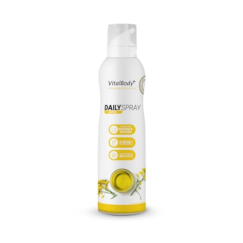 VitalBodyPLUS DailySpray, 800 Portionen, 2 kcal pro Sprühstoß, Pfannenspray zum Braten, Grillen & Backen, ideal zum Abnehmen, Non-Stick Cooking Spray mit Rapsöl, zertifiziert & laborgeprüft von VitalBody+ SUPPLEMENTS