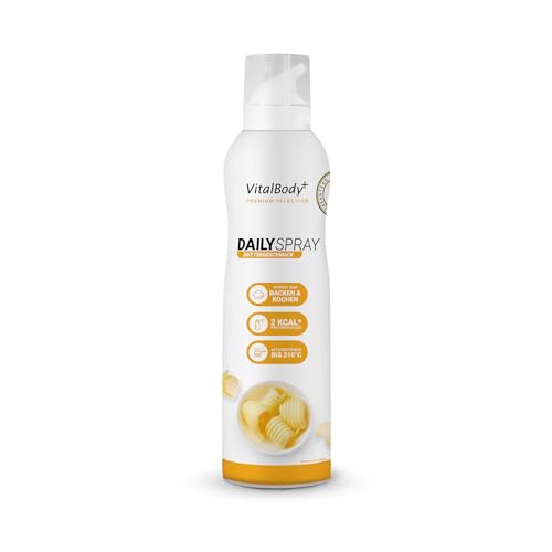 VitalBody+ DailySpray Rapsöl mit Buttergeschmack zum Braten, Grillen & Backen, 800 Portionen, 2 kcal pro Sprühstoß, zum Abnehmen, Non-Stick Cooking Spray, Trennspray, zertifiziert & laborgeprüft VitalBody+ DailySpray Rapsöl mit Buttergeschmack zum Braten, Grillen & Backen, 800 Portionen, 2 kcal pro Sprühstoß, zum Abnehmen, Non-Stick Cooking Spray, Trennspray, zertifiziert & laborgeprüft von VitalBody+ SUPPLEMENTS