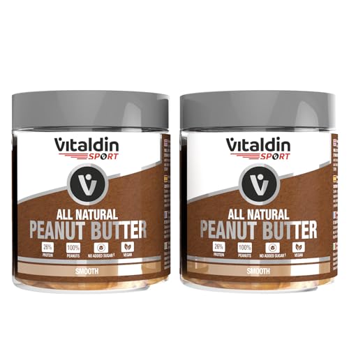 Naturbelassene Erdnussbutter Smooth – Pack 2 x 500 gr Erdnussbutter mit Cremiger Textur– 100% Naturbelassene Erdnussbutter ohne Zuckerzusatz – 26% Protein – Vegan Naturbelassene Erdnussbutter Smooth – Pack 2 x 500 gr Erdnussbutter mit Cremiger Textur– 100% Naturbelassene Erdnussbutter ohne Zuckerzusatz – 26% Protein – Vegan von Vitaldin