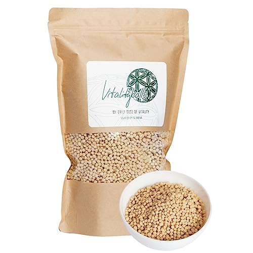 Vitalityballs - 60% Protein Soja Crispies Natur 1000 g ohne Zucker-Zusatz - Eiweiß Soya Sojacrispies ideal als Topping für Müsli, Salate und Fitness-Küche von Vitalityballs