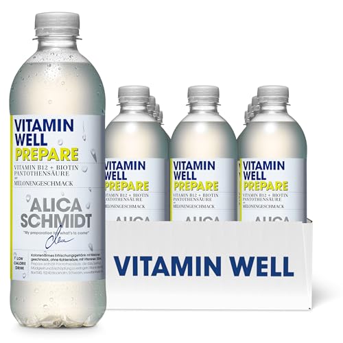 Vitamin Well - Geschmackvolles Vitamin Wasser mit B12, Biotin, Magnesium, Zink – Kalorienarmes Getränk, angereichert mit essenziellen Nährstoffen, 12 x 500ml inkl. Pfand (Prepare) von Vitamin Well