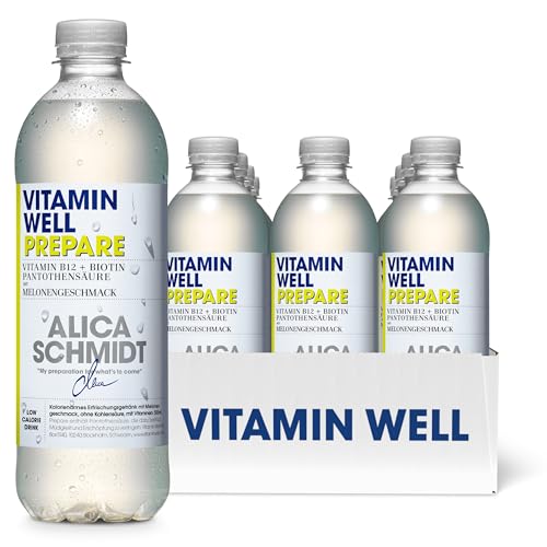 Vitamin Well Vitamin Wasser mit geschmack-Vitamin B12, Biotin, Magnesium, Zink-funktionelles & kalorienarmes Getränk, angereichert mit funktionellen Inhaltsstoffen-12x500ml inkl.Pfand (Prepare) von Vitamin Well
