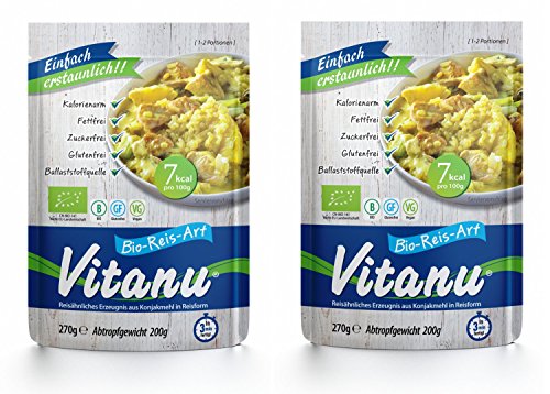 NEU Organic Vitanu - Shirataki Nudeln Tagliatelle (BIO Reis, 2 x 200g Reis) von Vitanu