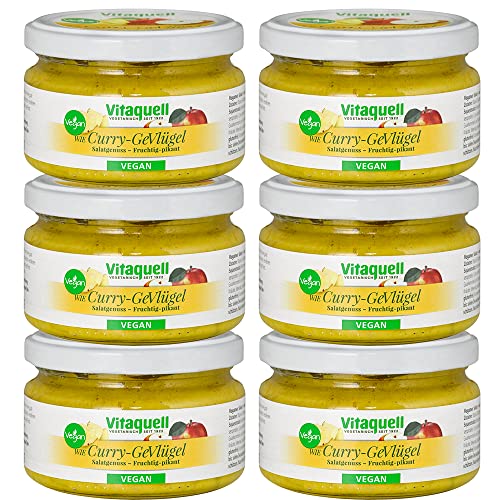 Vitaquell 6 x Curry-GeVlügel-Salat - vegan, fruchtig-pikant, 180 g von Vitaquell