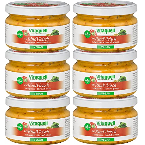 Vitaquell 6 x RindVleisch-Salat - vegan herzhaft-pikant, 180 g von Vitaquell