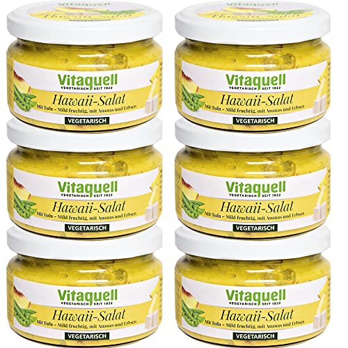 Vitaquell 6 x Salat Hawaii - vegetarisch mit Ananas und Apfel, 200 g von Vitaquell