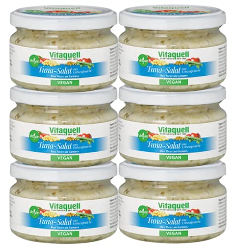 Vitaquell 6 x Tuna-Salat - vegan, mild-pikant mit Erbsenprotein, 180 g von Vitaquell