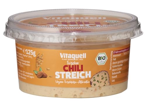 Vitaquell Bio Frischer Chili Streich, vegane Frischkäse-Alternative, 125g Becher Vitaquell Bio Frischer Chili Streich, vegane Frischkäse-Alternative, 125g Becher von Vitaquell