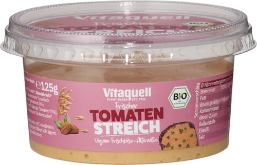 Vitaquell Bio Frischer Tomaten Streich, vegane Frischkäse-Alternative, 125g Becher Vitaquell Bio Frischer Tomaten Streich, vegane Frischkäse-Alternative, 125g Becher von Vitaquell