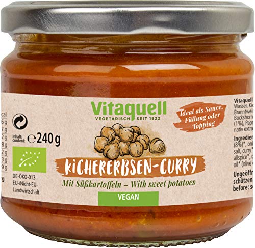 Vitaquell Bio Kichererbsen-Curry, 240 g - ideal als Sauce, Topping oder Füllung Vitaquell Bio Kichererbsen-Curry, 240 g - ideal als Sauce, Topping oder Füllung von Vitaquell