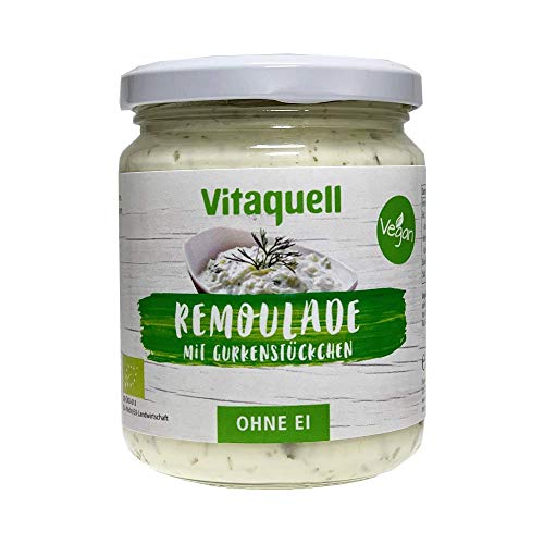 Vitaquell Vegane Bio Salat Remoulade mit Gurkenstückchen, 250 ml ohne EI, ohne Milch und ohne Gluten. Perfekt für die kreative Küche. von Vitaquell