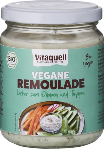 Vitaquell Vegane Bio Salat Remoulade mit Gurkenstückchen, 250 ml ohne EI, ohne Milch und ohne Gluten. Perfekt für die kreative Küche. von Vitaquell