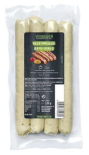 Vitaquell Vegetarische Brat Dings, 4 x 80 g für die Pfanne oder den Grill als vegetraische Bratwurst von Vitaquell