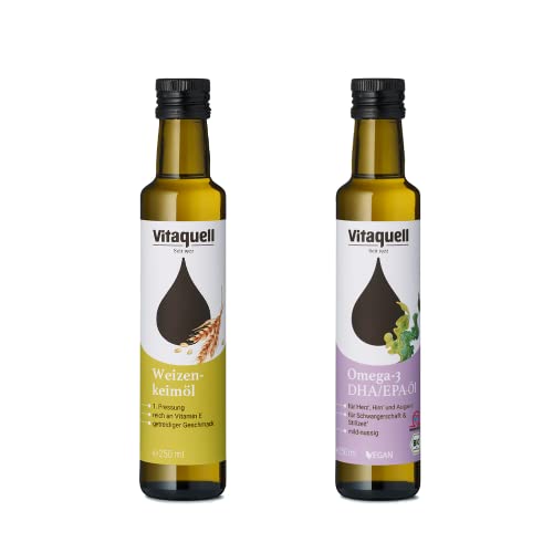 Vitaquell Weizenkeimöl, 1. Pressung 250 ml + Omega 3 DHA Öl 250 ml Vitaquell Weizenkeimöl, 1. Pressung 250 ml + Omega 3 DHA Öl 250 ml von Vitaquell