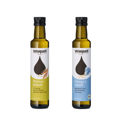 Vitaquell Weizenkeimöl, kaltgepresst 250 ml + Leinöl Goldleinsaat Bio, nativ 250 ml Vitaquell Weizenkeimöl, kaltgepresst 250 ml + Leinöl Goldleinsaat Bio, nativ 250 ml von Vitaquell