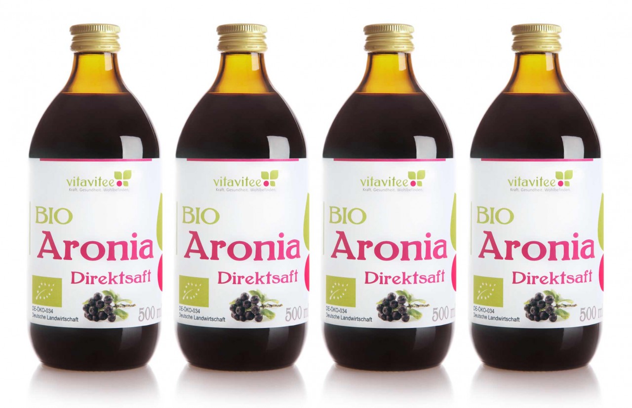 Bio Aronia Direktsaft 4 x 0,5 Liter - Genuss auf ganzer Linie von Vitavitee