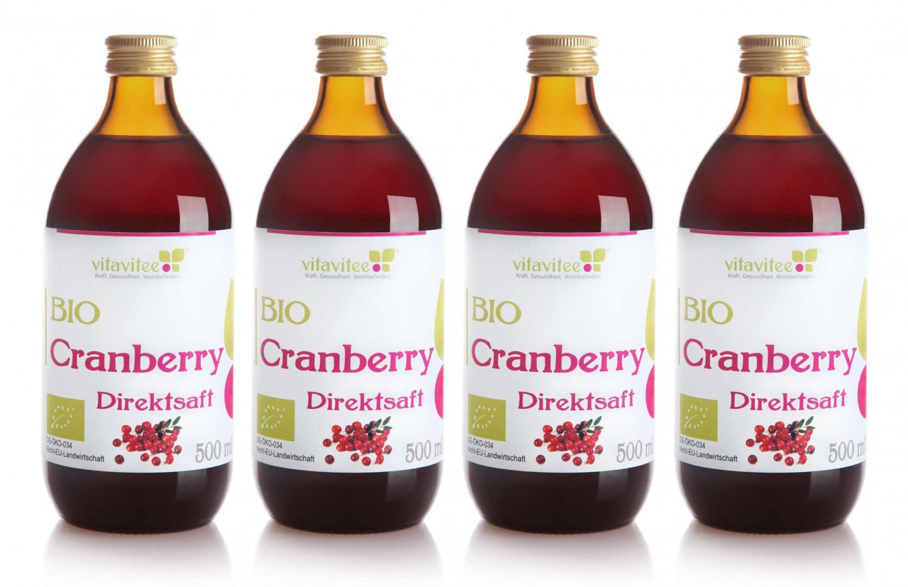 Bio Cranberry Direktsaft 4 x 0,5 Liter - Freude für alle Sinne von Vitavitee