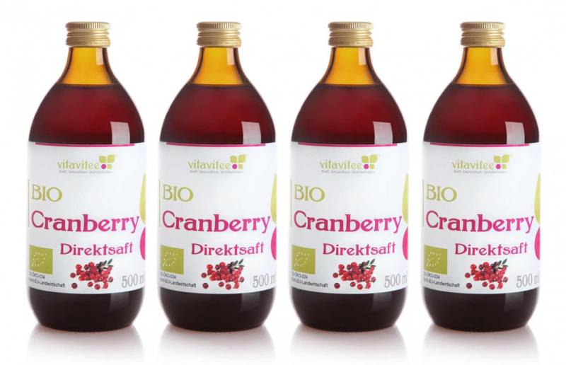 Bio Cranberry Direktsaft 4 x 0,5 Liter - Freude f?r alle Sinne von Vitavitee