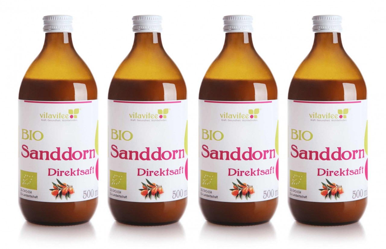 Bio Sanddorn Direktsaft 4 x 0,5 Liter - Natur pur von Vitavitee