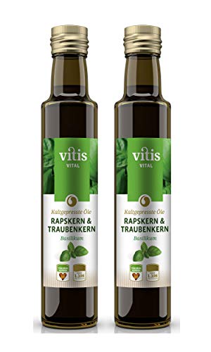 VITIS Vital Raps & Traubenkernöl "Basilikum", kaltgepresst, 2er Pack (2 x 250 ml) von Vitis