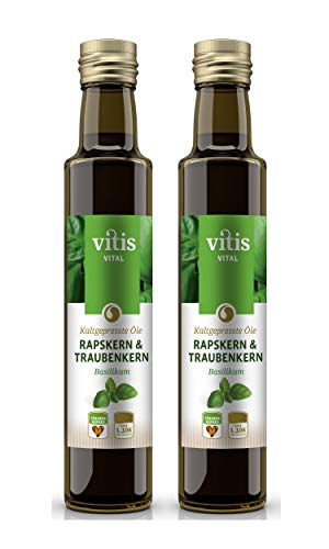 VITIS Vital Raps & Traubenkernöl "Basilikum", kaltgepresst, 2er Pack (2 x 250 ml) von Vitis