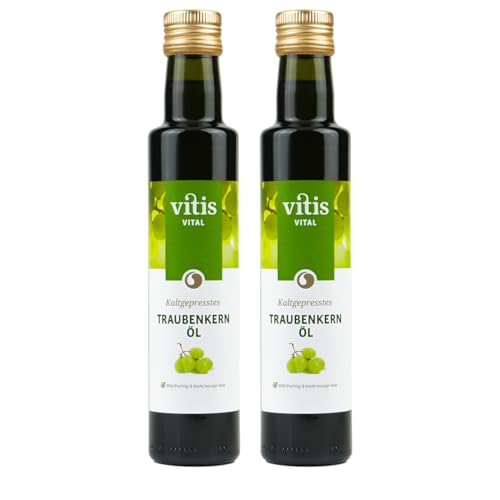 Vitis Vital Traubenkernöl | schonend kaltgepresst | reich an Vitamin E | regional produziert an der Mosel | zertifizierter Herstellungsprozess | zum Kochen, Backen, Braten | Flasche 2x250ml von Vitis