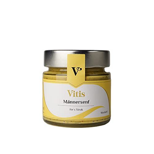 Vitis Männersenf | zu Steak oder Bratwurst | grobkörnig und würzig | mit Kräuterpfeffer verfeinert | Glas 115 ml | Geschenkidee für Männer und Frauen Vitis Männersenf | zu Steak oder Bratwurst | grobkörnig und würzig | mit Kräuterpfeffer verfeinert | Glas 115 ml | Geschenkidee für Männer und Frauen von Vitis