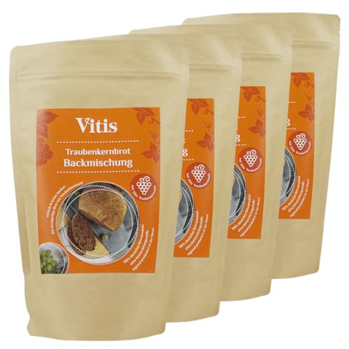 Vitis Traubenkern Brotbackmischung | 4x 500g Packung | reines Naturprodukt | hoher Ballaststoffgehalt | herzhaft kerniger Geschmack | zertifizierter Herstellungsprozess Vitis Traubenkern Brotbackmischung | 4x 500g Packung | reines Naturprodukt | hoher Ballaststoffgehalt | herzhaft kerniger Geschmack | zertifizierter Herstellungsprozess von Vitis